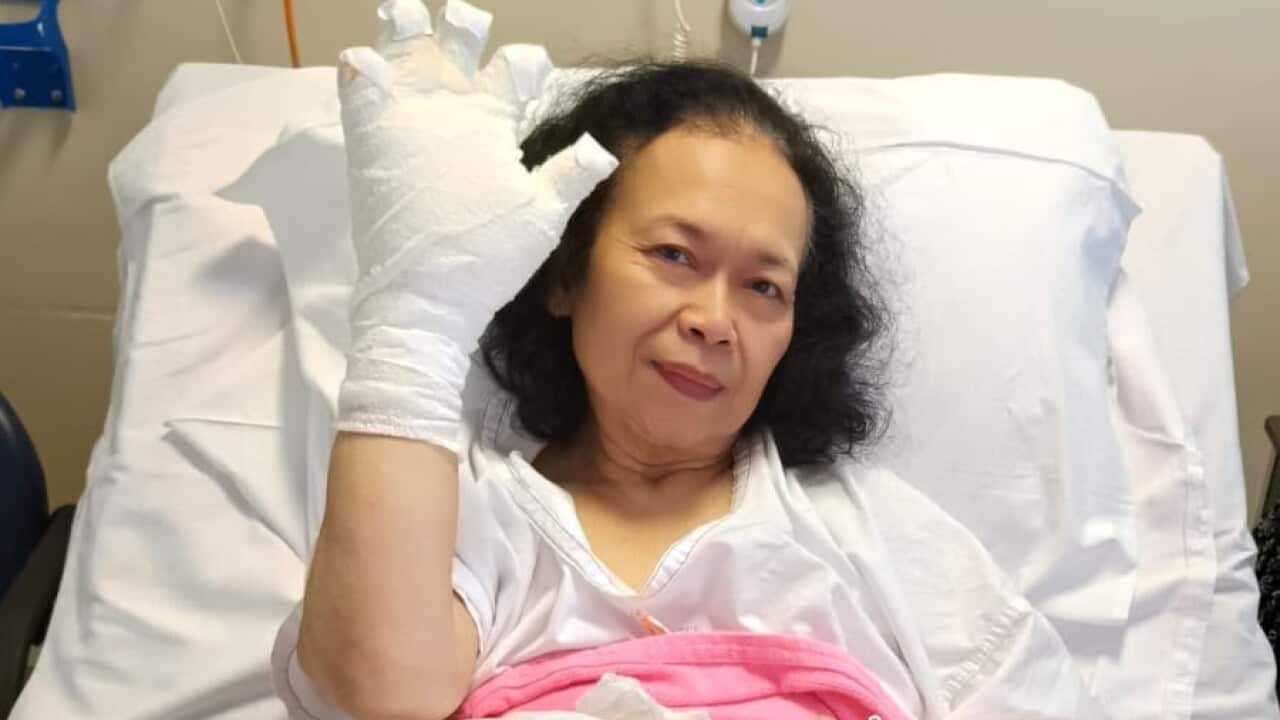 Niniek Trahar in her room at Afred Hospital at the Burn Unit in Melbourne – Jun 2026. Photo courtesy: Niniek Trahar.