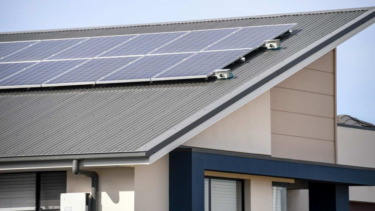 A house with Solar Power in Oran Park in Sydney, Tuesday, May 8, 2018. (AAP Image/Brendan Esposito) NO ARCHIVING