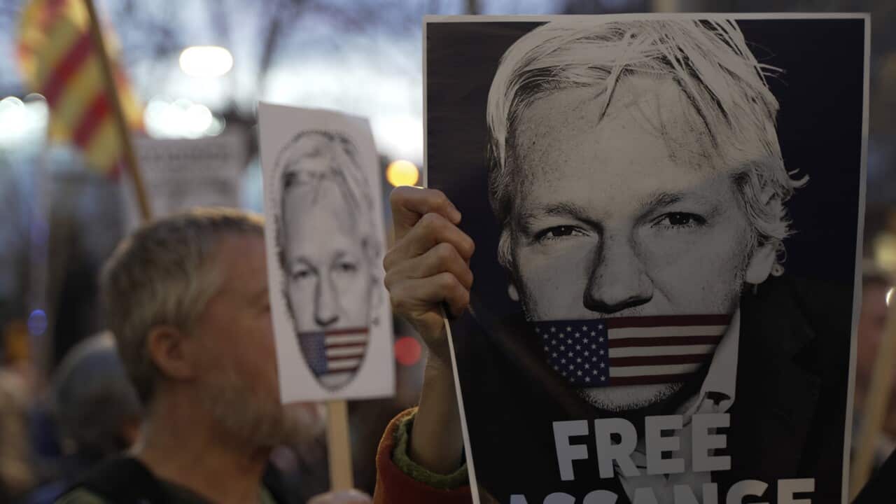 Solidarity Protest In Barcelona As UK Court Hears Assange's Final Appeal Against US Extradition