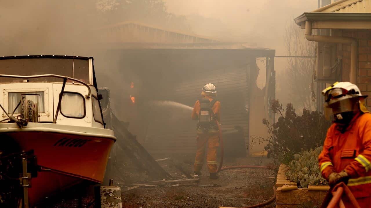 A house burns in the Adelaide Hills.