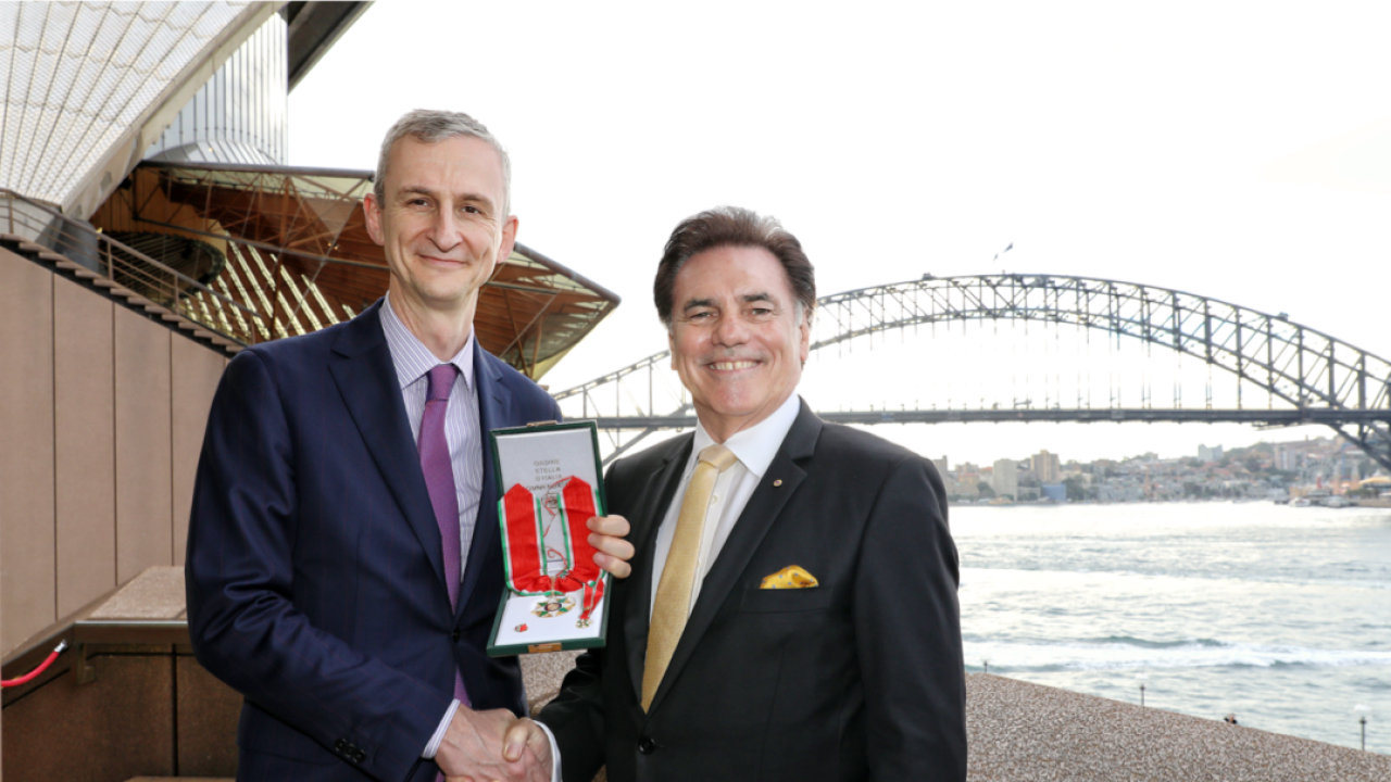 Former Italian Ambassador Stefano Gatti (L) with Lyndon Terracini