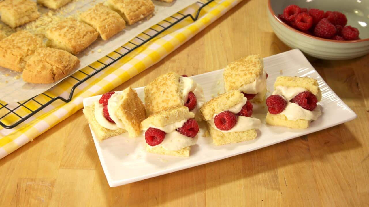 Raspberries & cream shortcakes