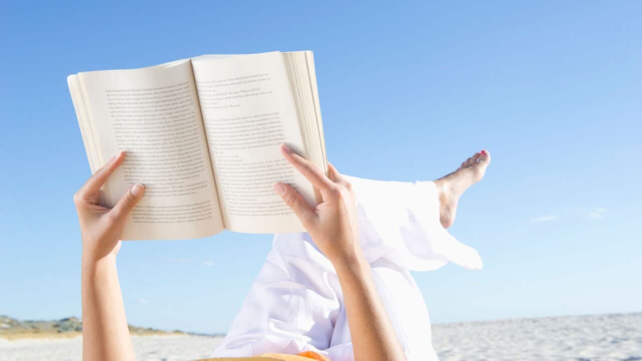 reading at beach
