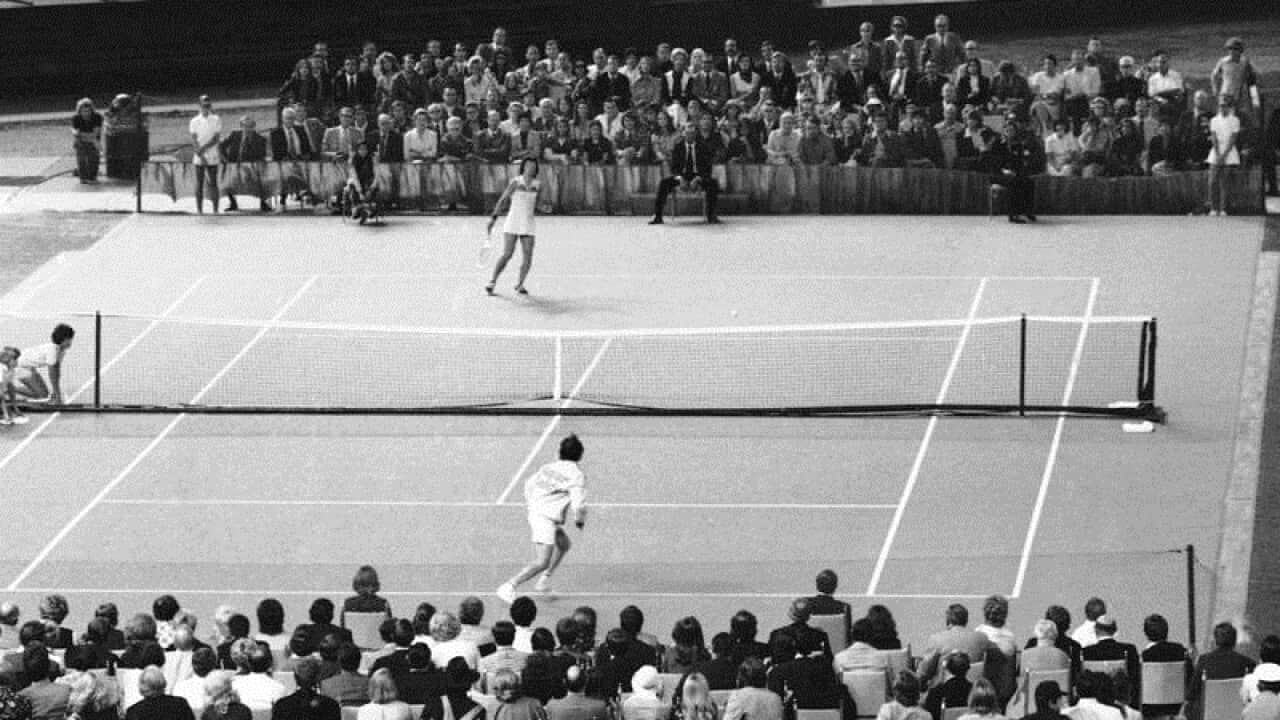 Billie Jean King takes on Bobby Riggs.