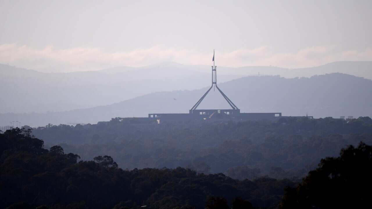 Early morning view of Parliament House in Canberra