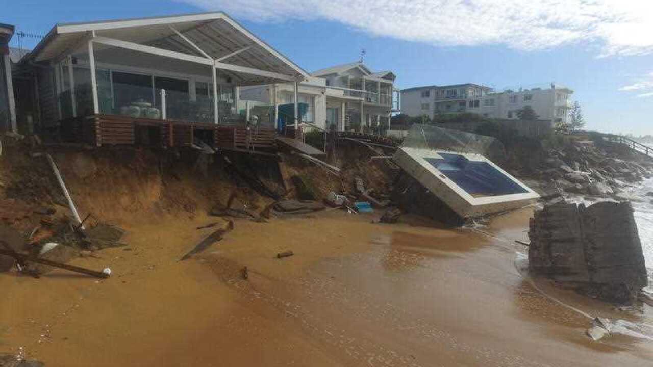 Supplied drone image of devastation caused by severe storms at Collaroy on Sydney's northern beaches on Tuesday, June 7, 2016. (AAP Image/UNSW Water Research Laboratory) NO ARCHIVING, EDITORIAL USE ONLY