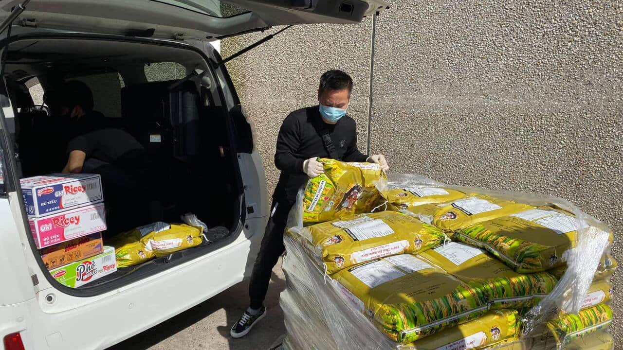 Rice and instant noodle is delivered to door of those in need.