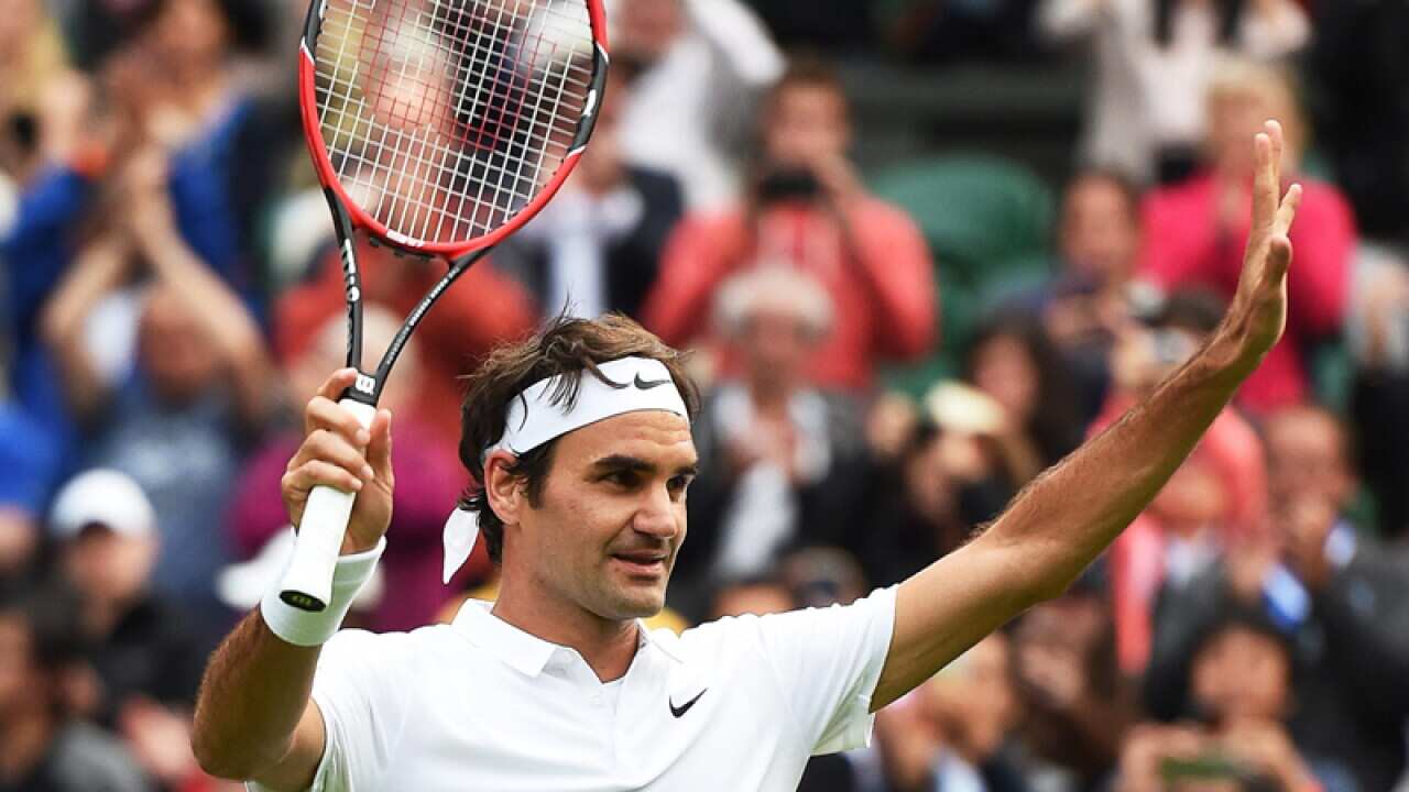 Roger Federer of Switzerland at Wimbledon