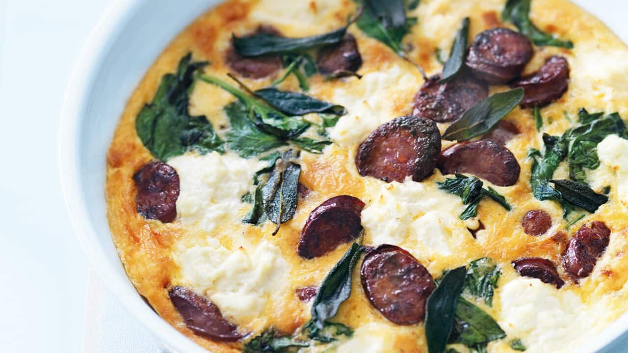 Chorizo, spinach and ricotta frittata