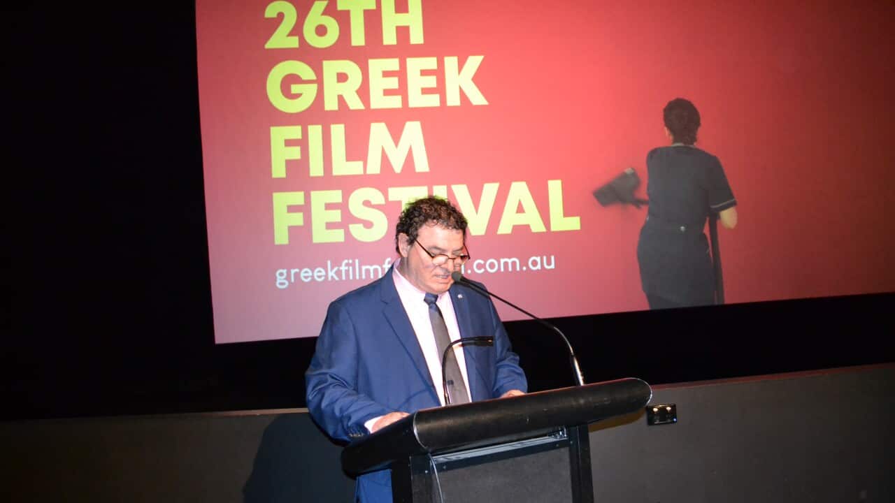 Ο πρόεδρος της Ελληνικής Ορθόδοξης Κοινότητας Νότιας Αυστραλίας, Βασίλης Γκόνης, κατά την έναρξη του Φεστιβάλ Ελληνικού Κινηματογράφου στην Αδελαΐδα.