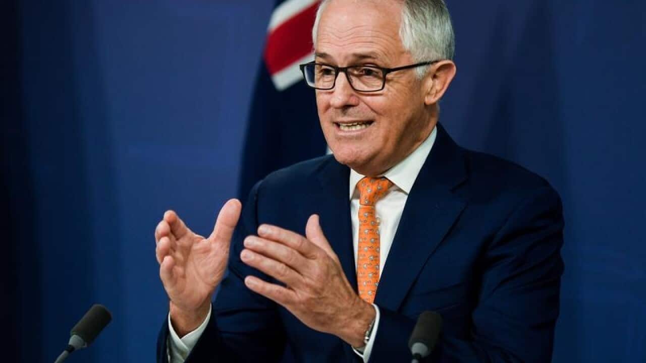 Australian Prime Minister Malcolm Turnbull speaks to the media