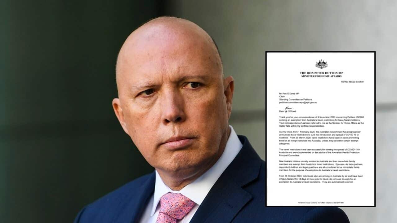 Peter Dutton appeared to respond to the wrong petition in a new blow for families separated by the travel ban.