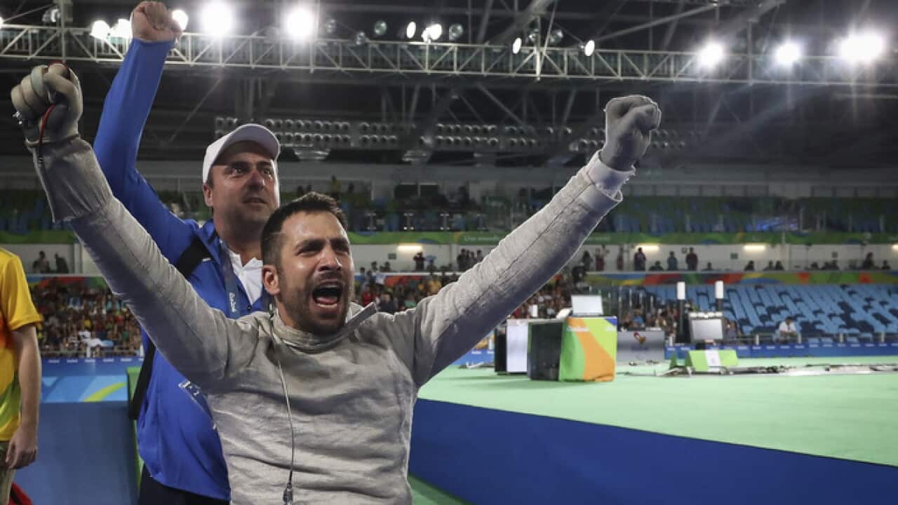 Panos Triantafyllou winning silver medal for Greece