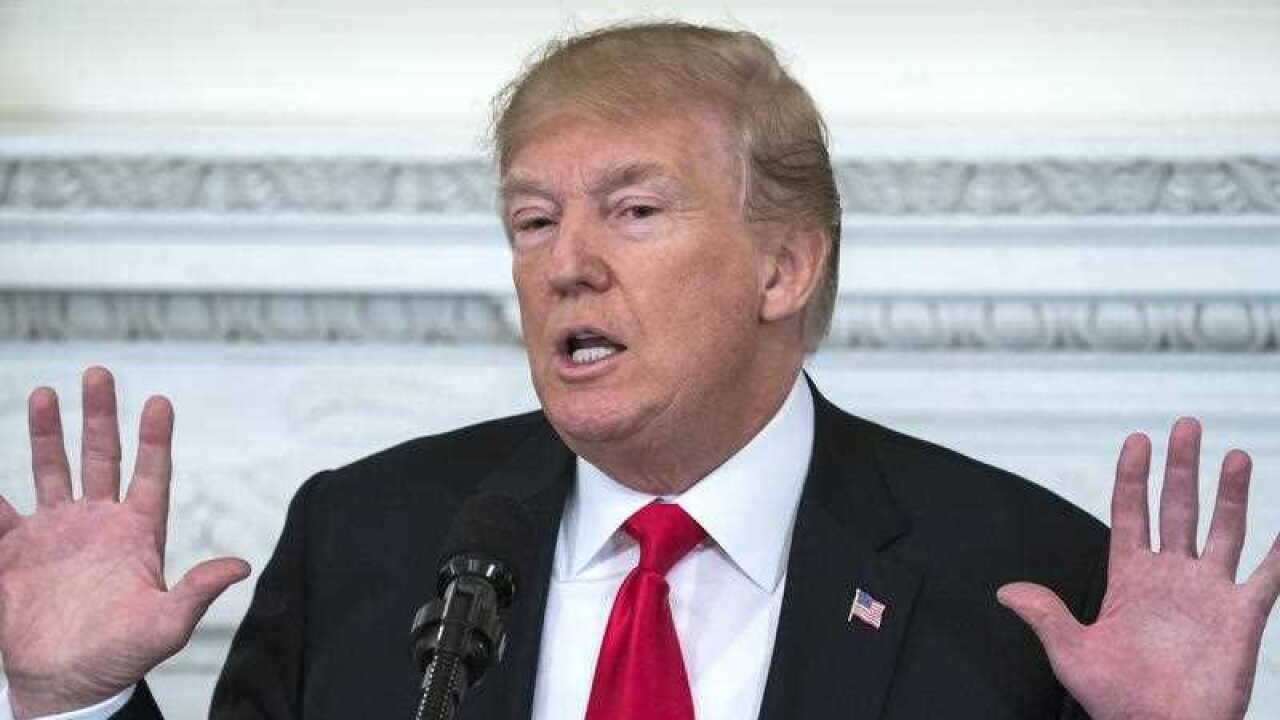 US President Donald Trump at a press conference.