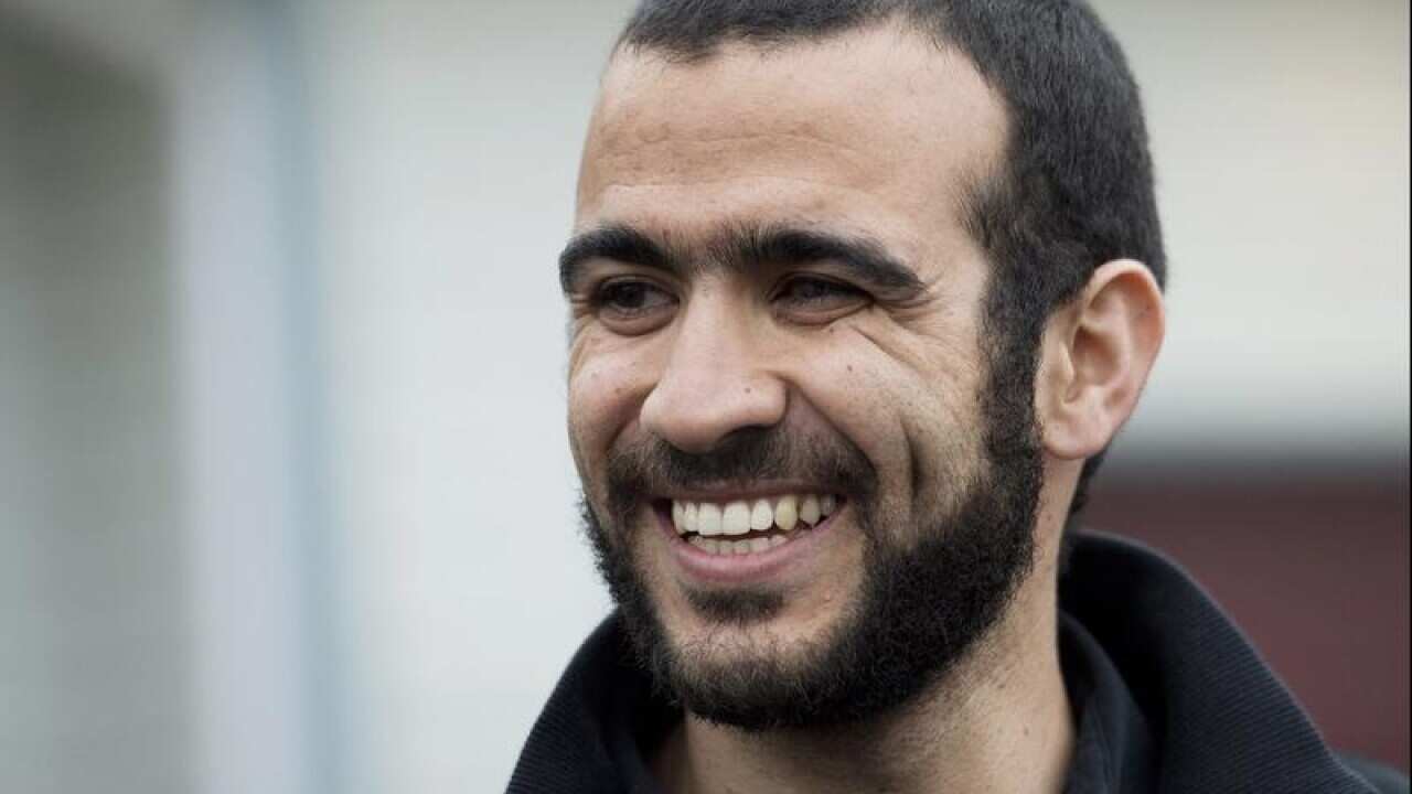 Omar Khadr speaks to the media