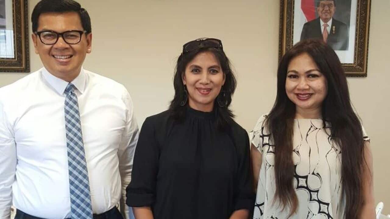 Consul General RI in Sydney Mr Yayan Ganda Hayat MULYANA with SBS Correspondent Wendy and Ms Mulyana