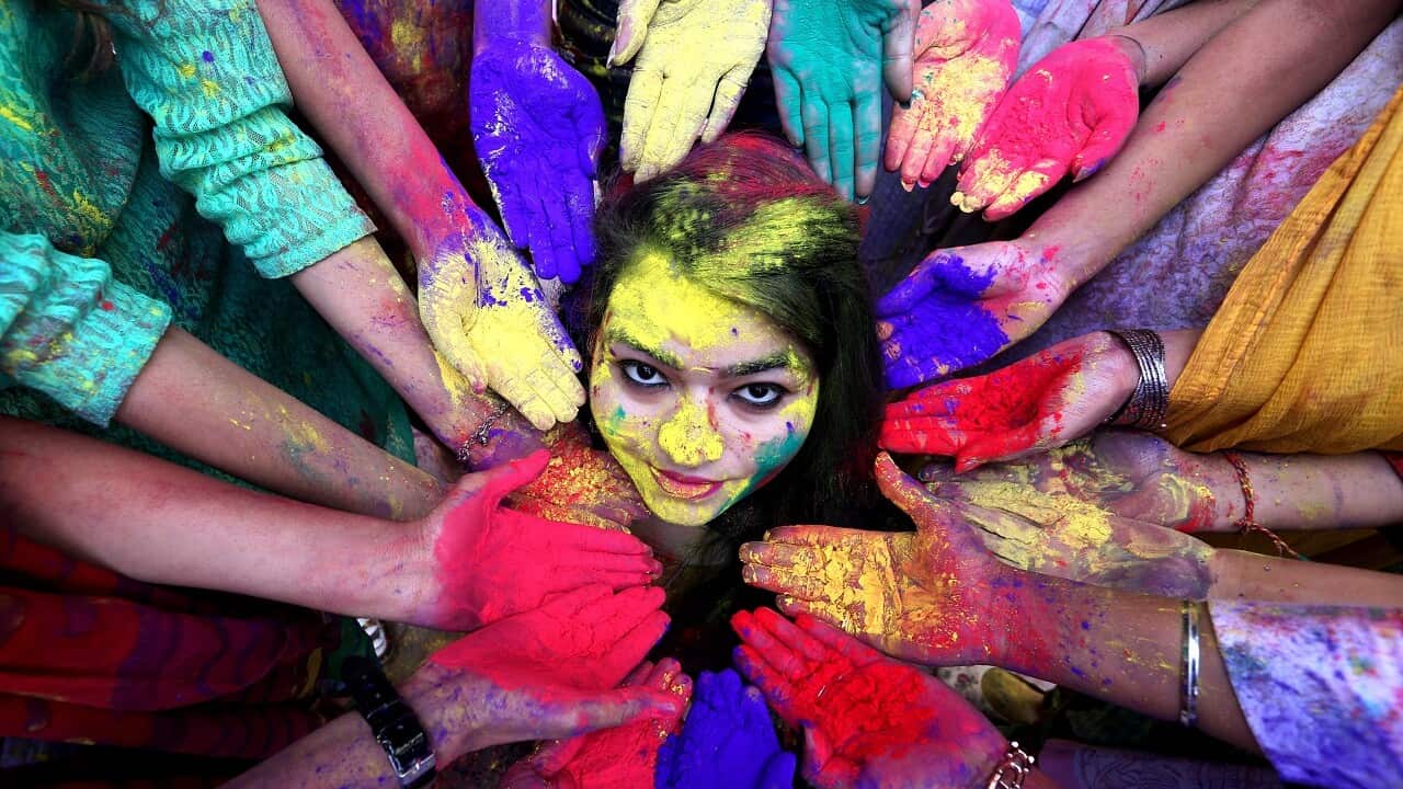 Woman at Holi Festival, India