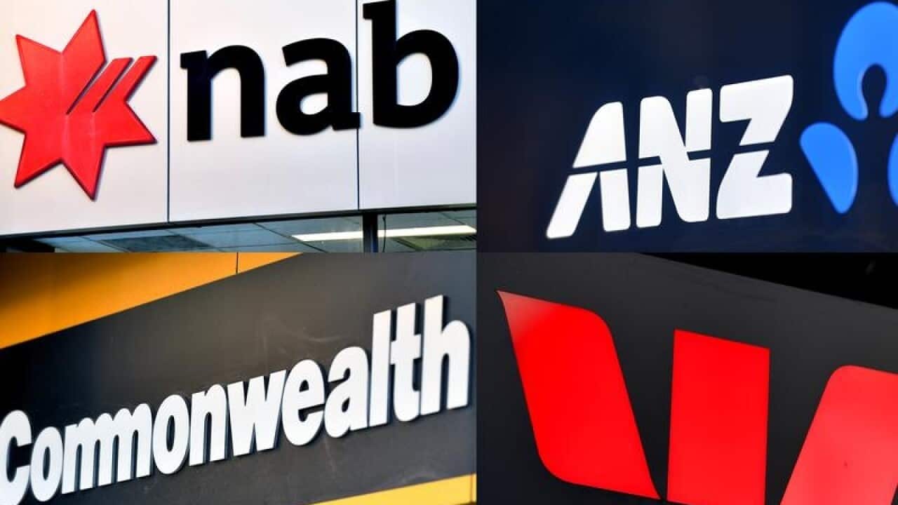 A composite image of signage of Australia's 'big four' banks.