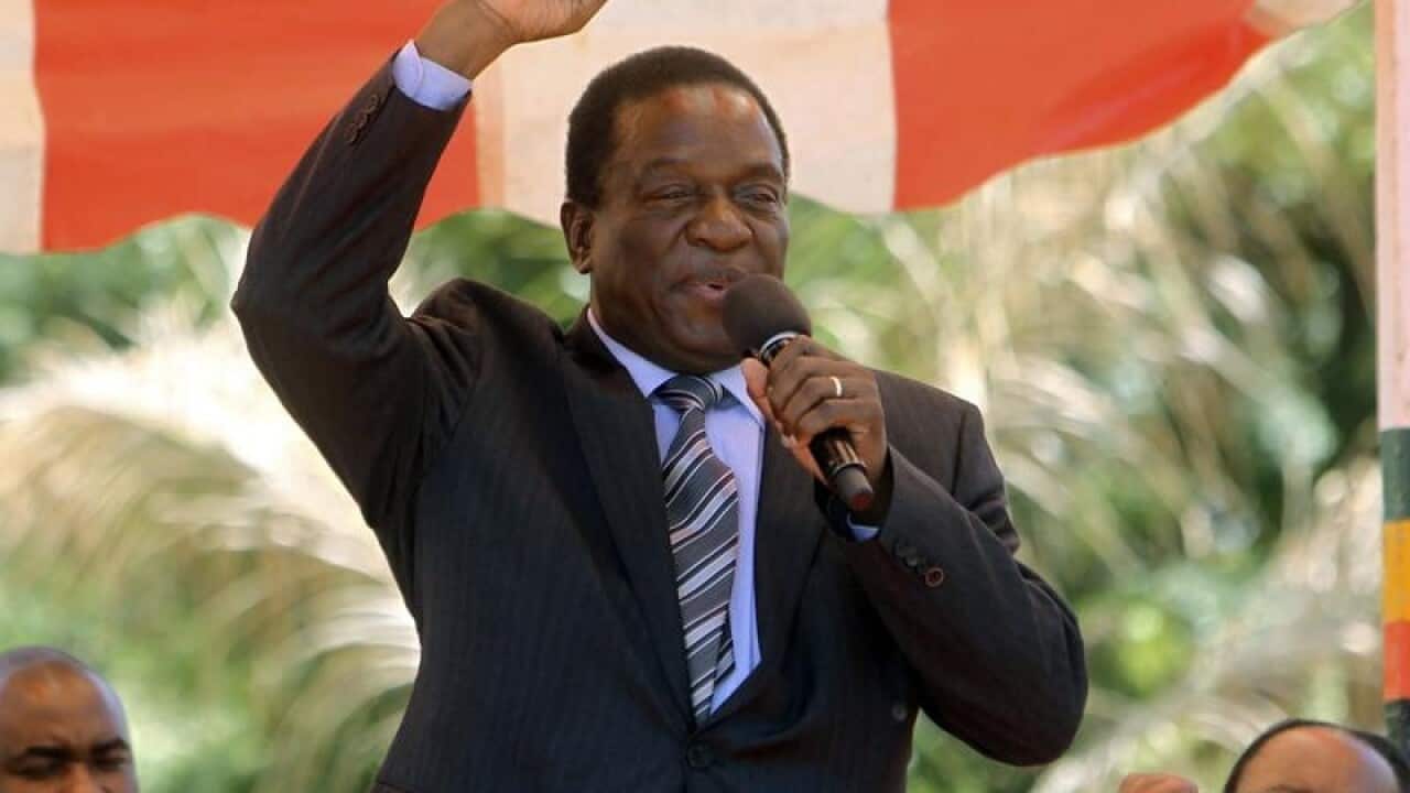 Emmerson Mnangagwa greets party supporters