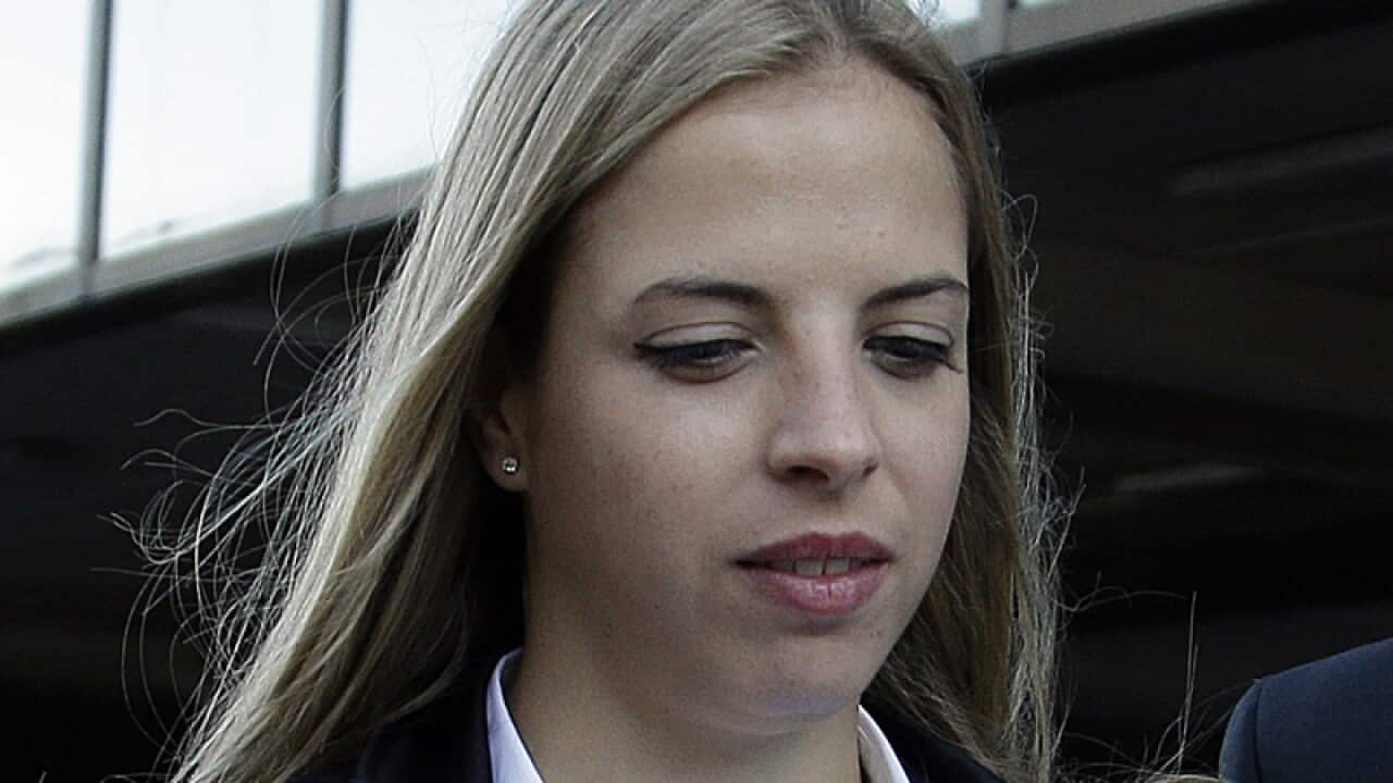 Carolina Kostner leaves after a hearing at the Olympic Stadium, Rome