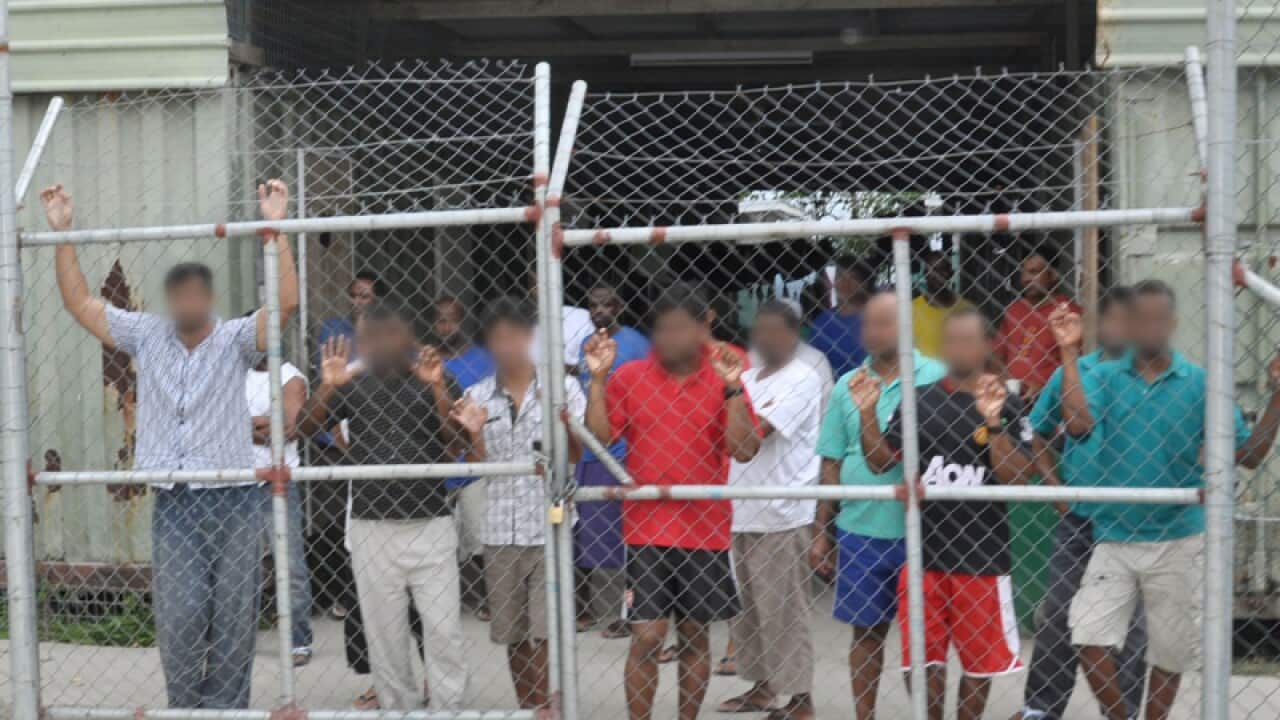 Asylum seekers in the Manus Island detention centre