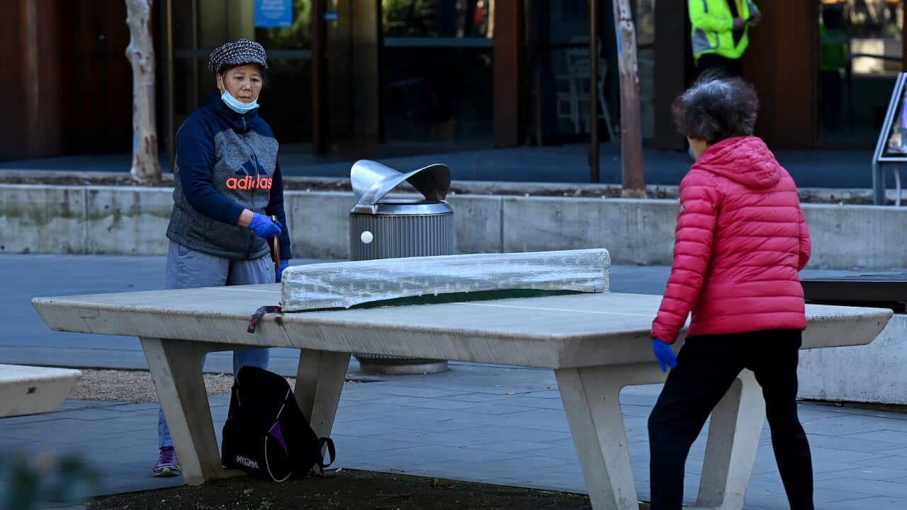 دو نفر در حال انجام ورزش روزانه شان در سیدنی