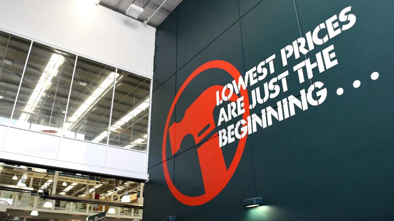 A sign is seen at a Bunnings hardware store