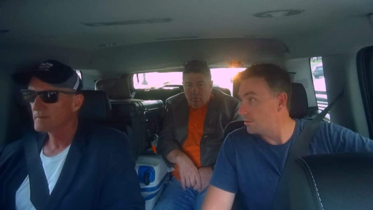 Pauline Hanson's chief of staff James Ashby (right) on his way to meet with the NRA in Washington.