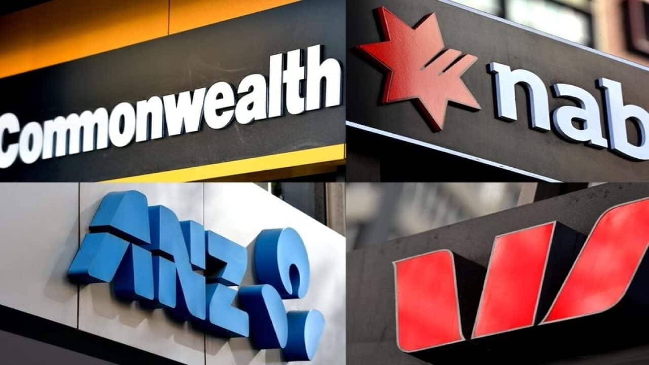 A composite image of signage of Australia's 'big four' banks