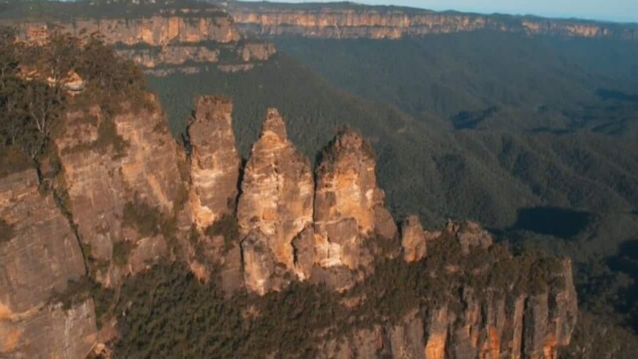 The Three Sisters rock formation in the Blue Mountains, New South Wales.