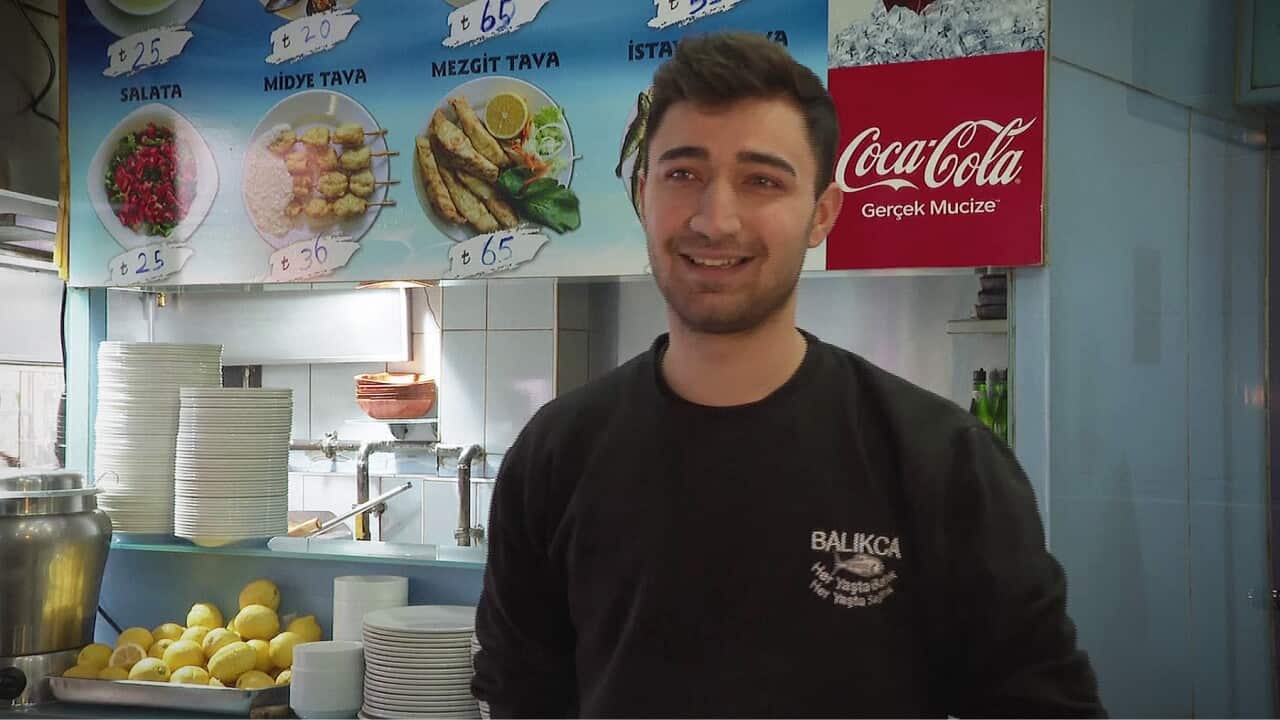 Tarihi Balikca restaurant worker Mahsun Aktas says customers cannot afford oil-driven price rises (AP).jpg