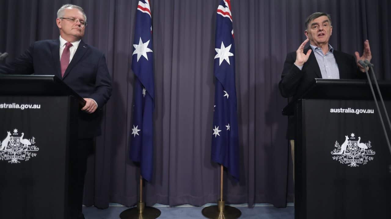 Australian Prime Minister Scott Morrison and the Chief Medical Officer Brendan Murphy.