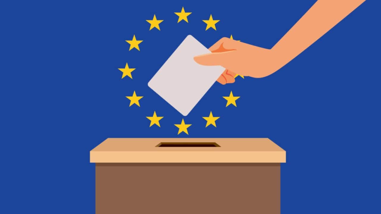 Citizen Voting for the Election in the European Union Parliament Vector Illustration
