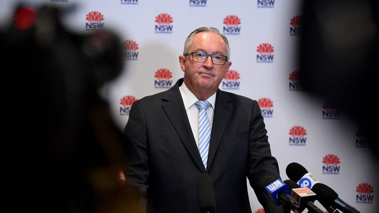 NSW Health Minister Brad Hazzard speaks at a press conference on the coronavirus