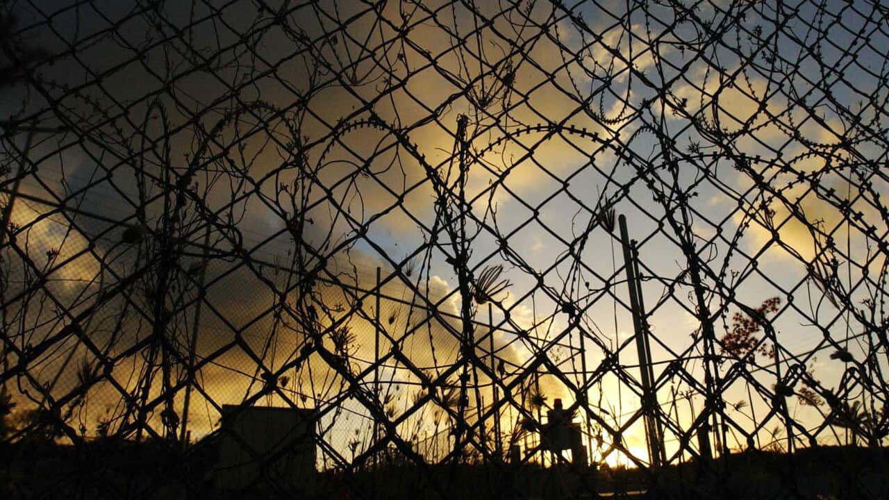 Razor wire surrounds the Christmas Island detention centre