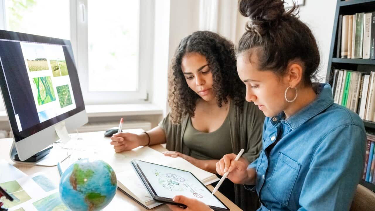 two young woman working together