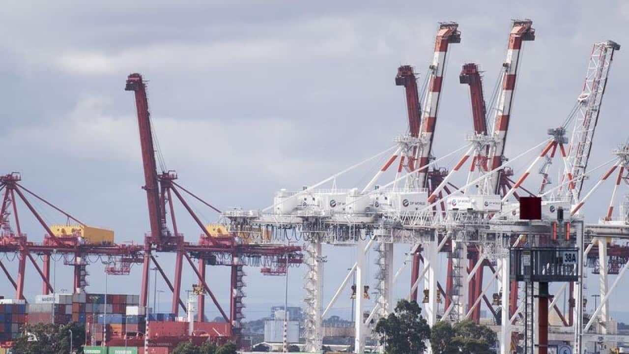 Container and shipping infrastructure in Port Melbourne,