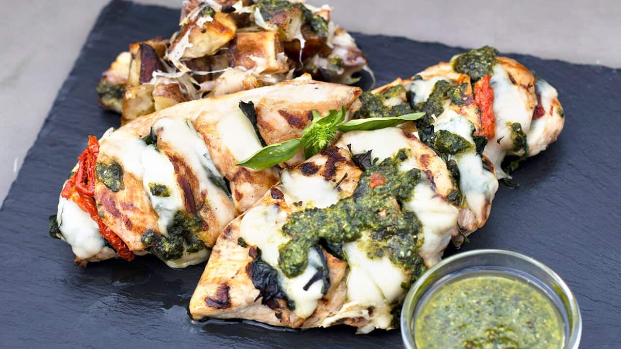 Grilled hasselback chicken