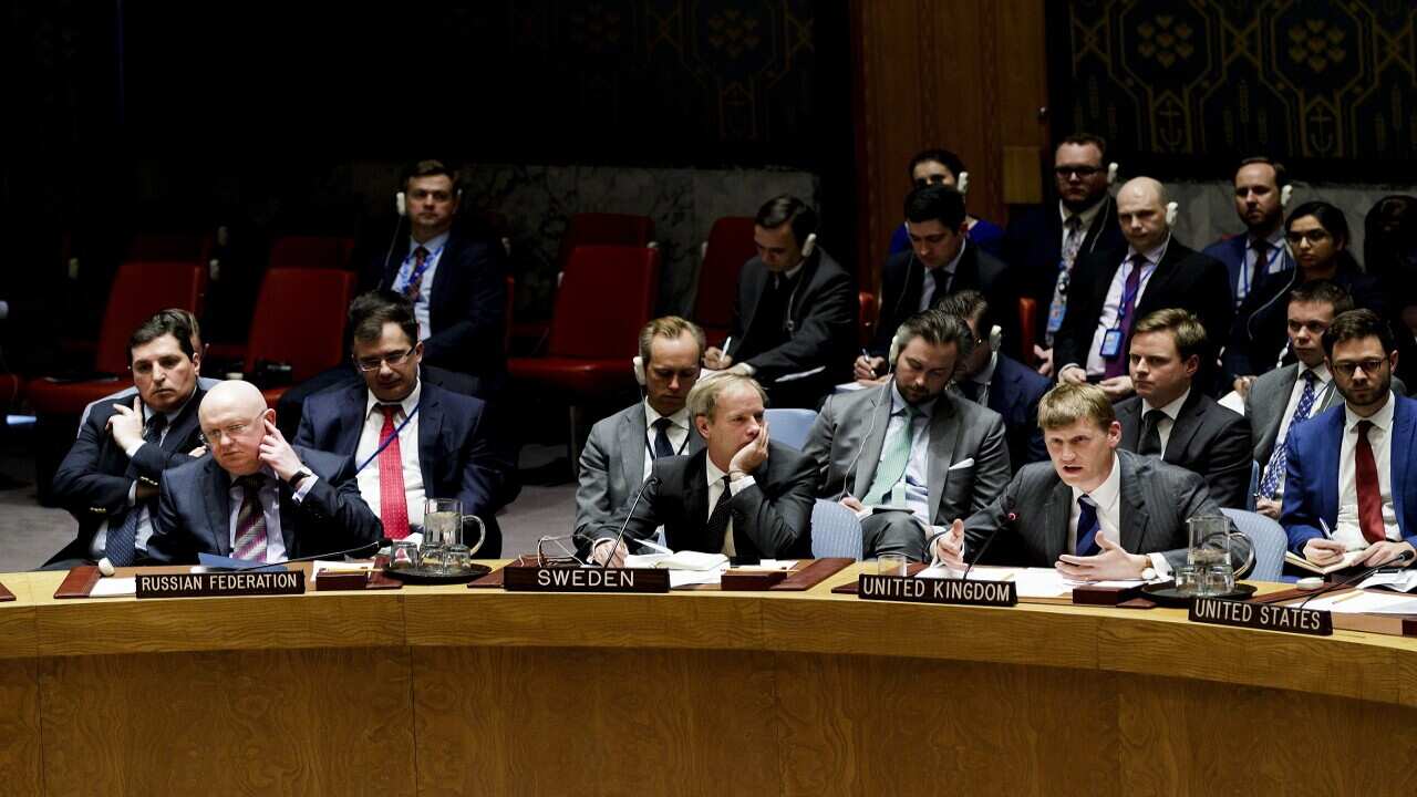 Ambassador Jonathan Allen speaks at the UN Security Council, New York