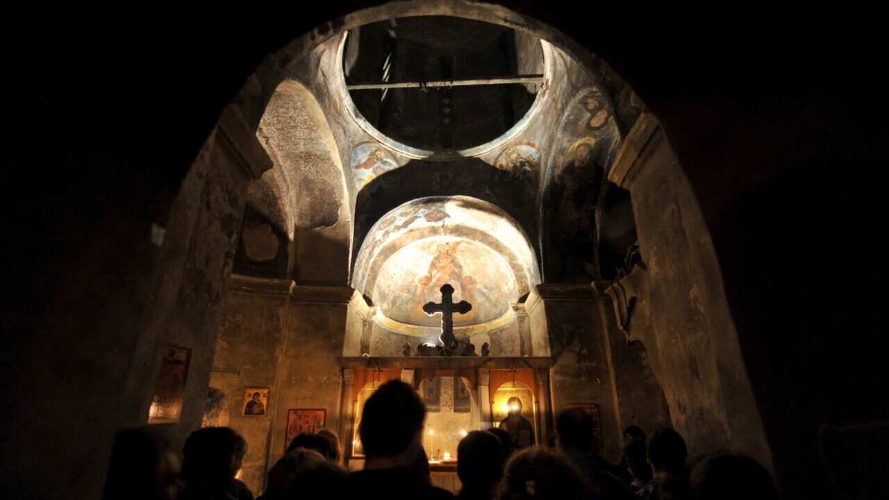 10th century convent church of St. Mary in Veljusa, near southeastern Macedonian town Strumica.