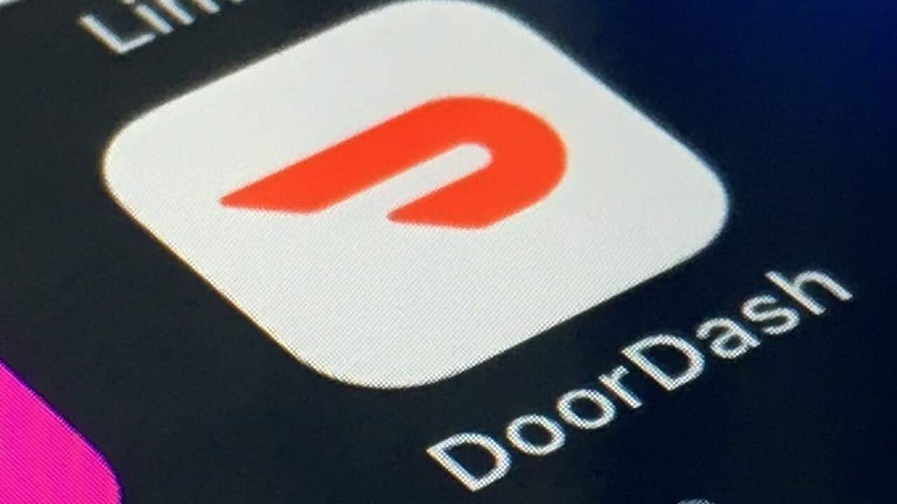 The DoorDash app is shown on a smartphone on Feb. 27, 2020, in New York.