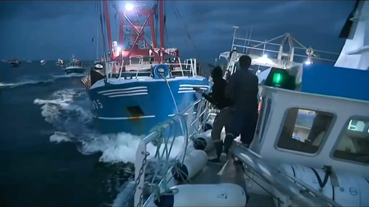 French and British boats collide over scallops in the English Channel.