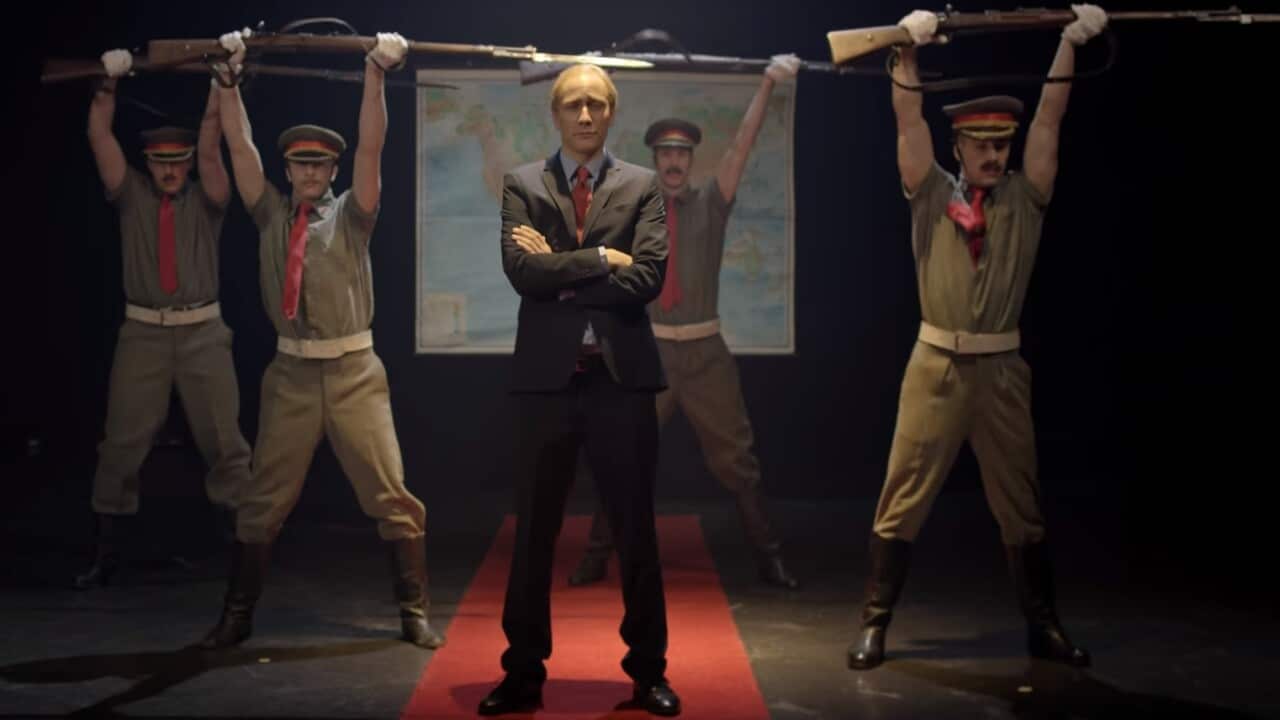 A choreographed dance scene from the video