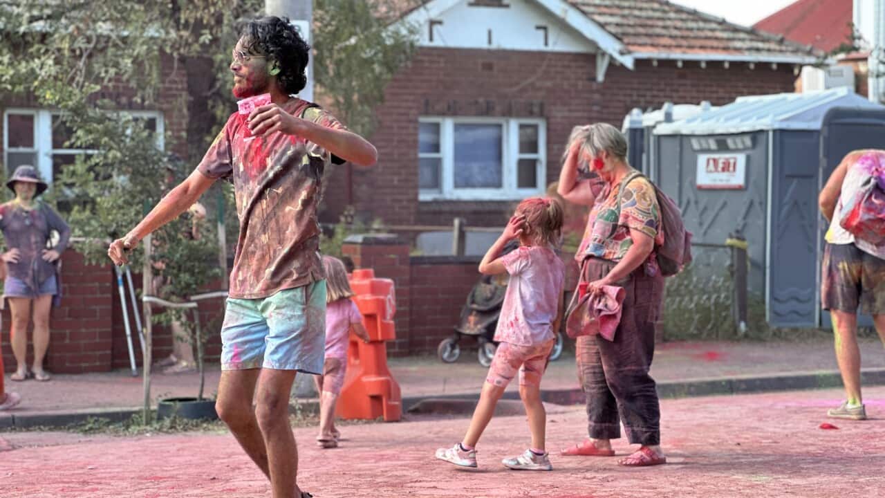 Holi celebration in Melbourne, Australia.