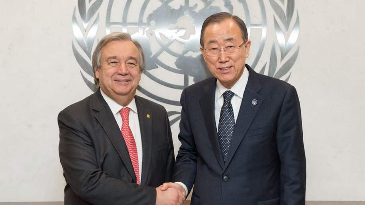 New UN Secretary General Antonio Guterres and Ban Ki-Moon
