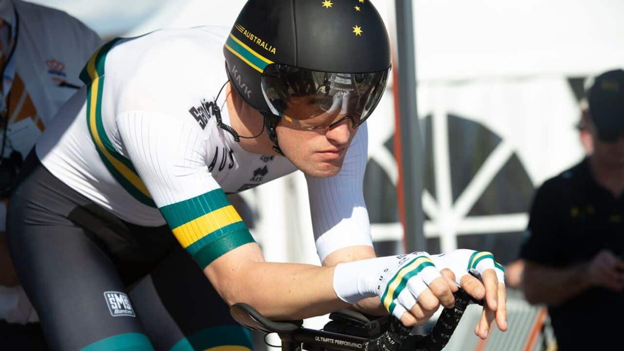 David Nicholas in the C3 ITT at the UCI Para-cycling Road World Championshps (Casey Gibson)