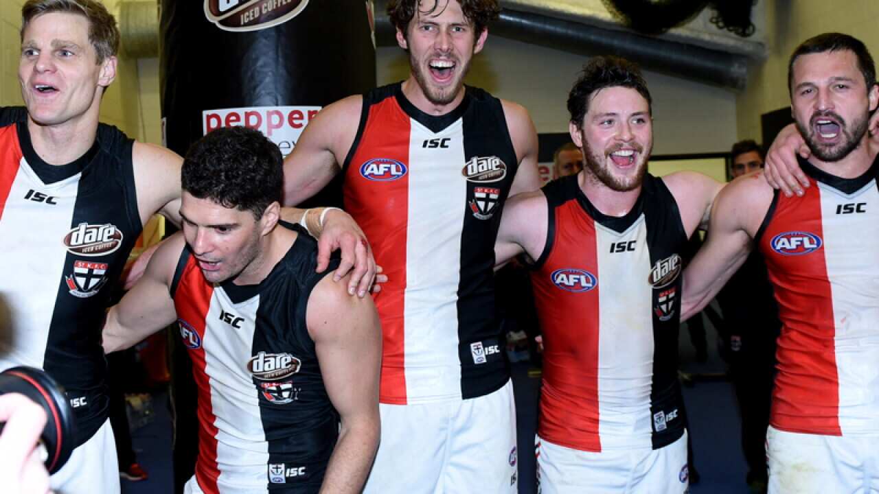 St Kilda players celebrate