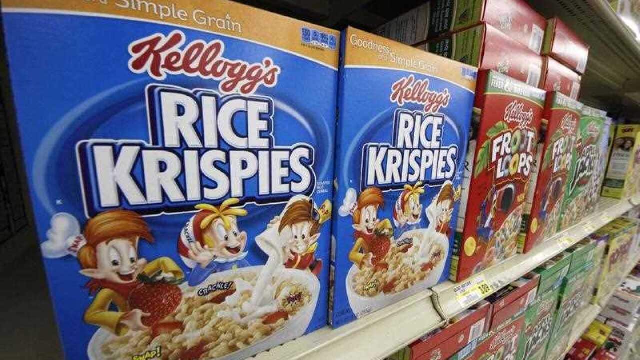 Kellogg's cereals are on display at a Pittsburgh grocery market.