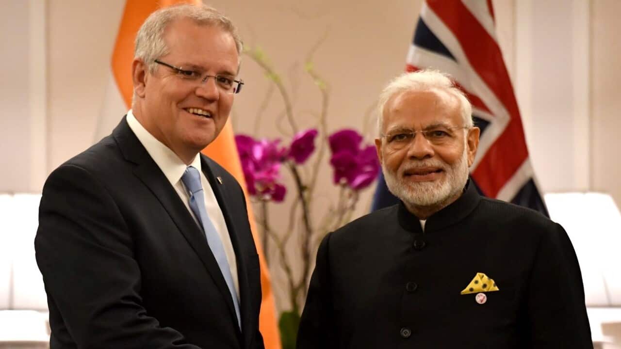 Australian Prime Minister Scott Morrison (left) with Indian Prime Minister Narendra Modi. (file)