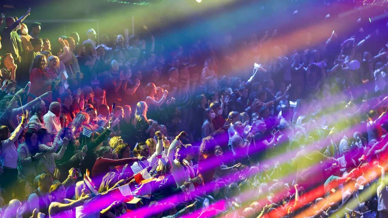 Eurovision fans in the Rotterdam Ahoy arena.